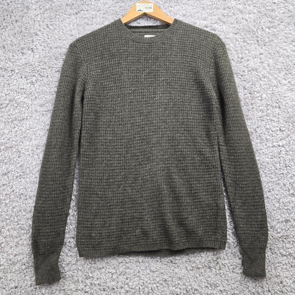 Faherty Waffle Knit Sweater Mens Small Olive Green‎ Wool Cashmere Coastal Boho